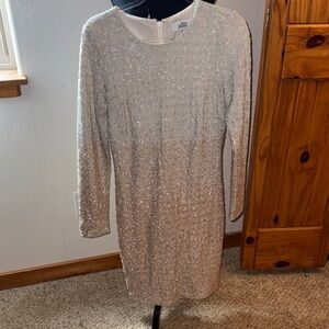 Badgley Mischka Sequin Long Sleeve Dress